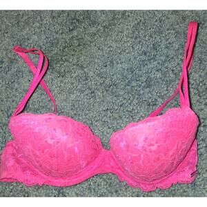 Victoria’s Secret PINK the Date Lightly Lined Push-up Demi Bra hot pink size 32c